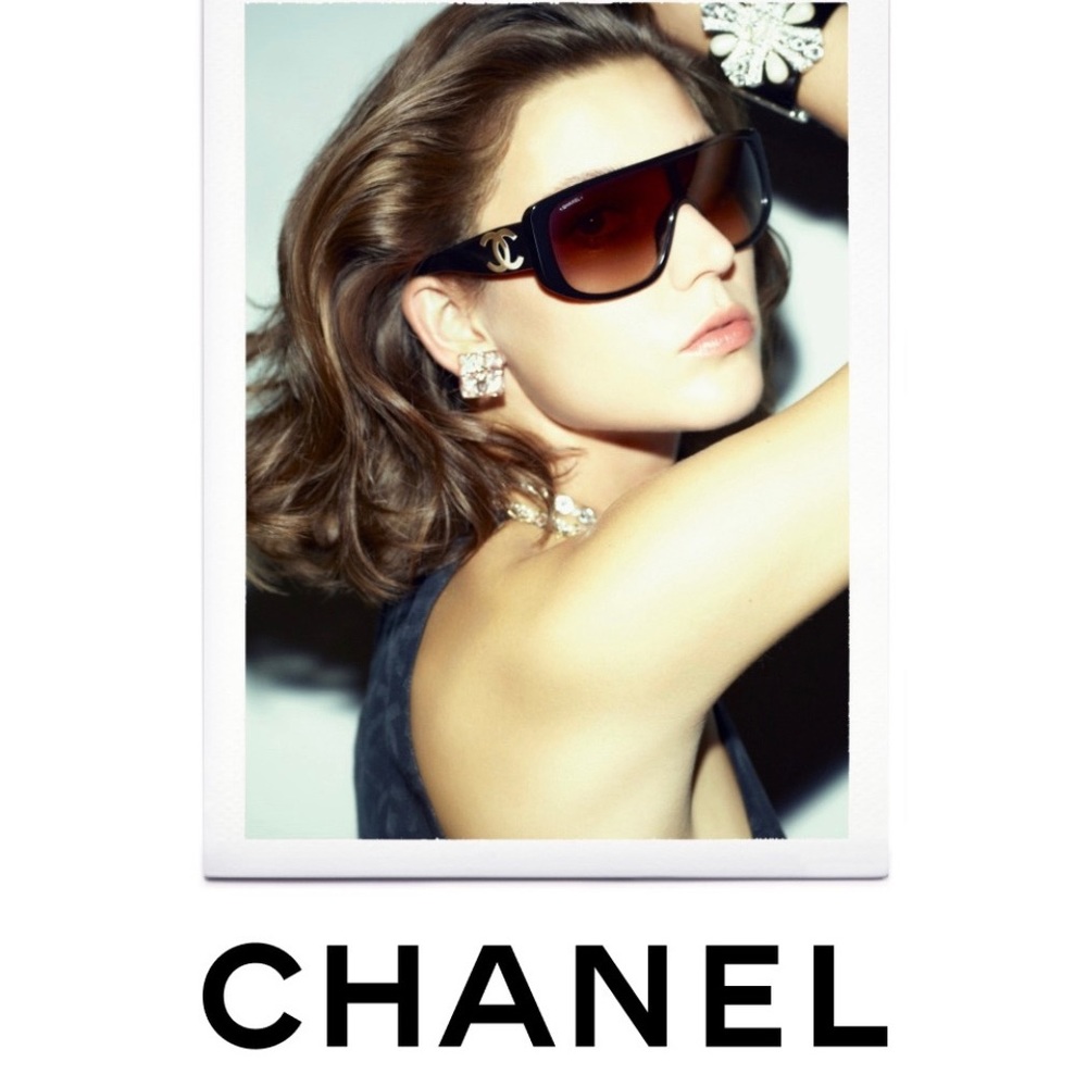 Chanel NEW sunglasses new season black with brown and gold CC